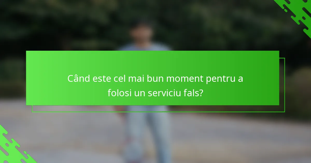 Când este cel mai bun moment pentru a folosi un serviciu fals?