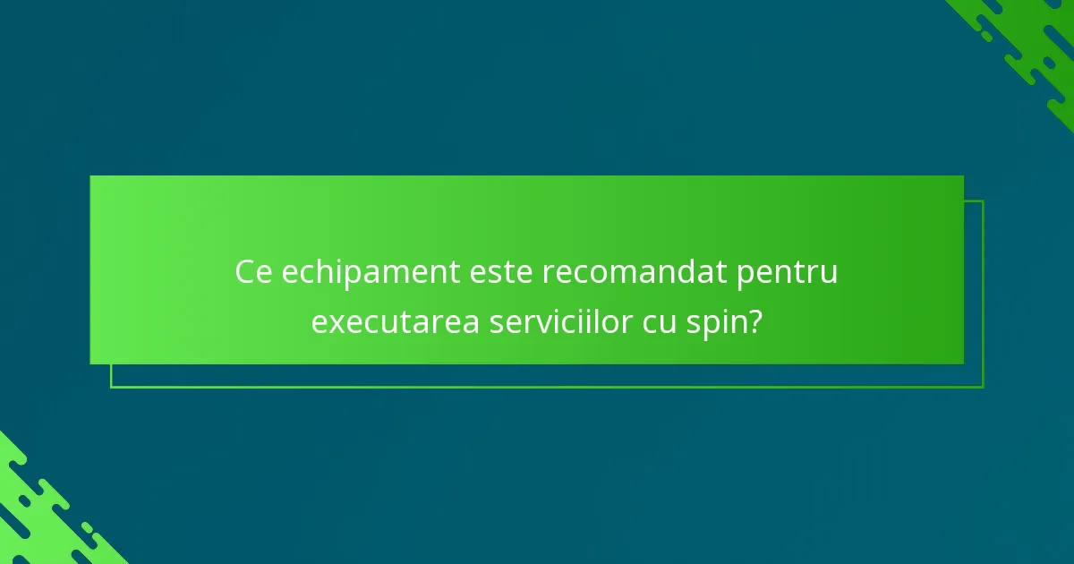 Ce echipament este recomandat pentru executarea serviciilor cu spin?