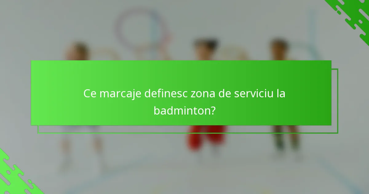 Ce marcaje definesc zona de serviciu la badminton?