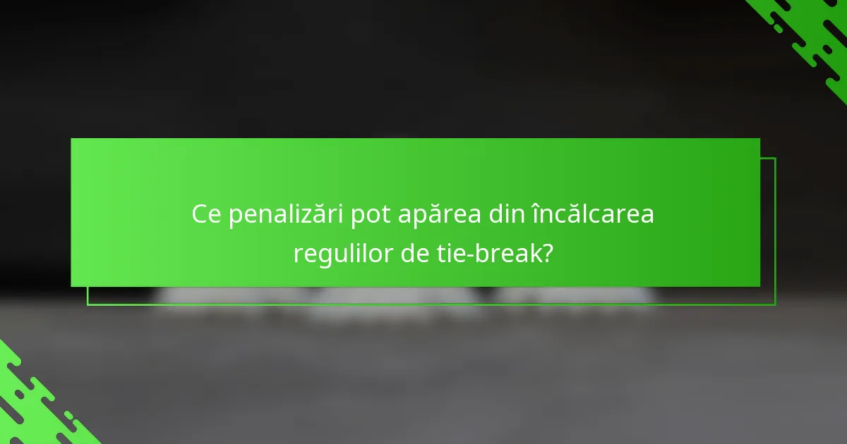 Ce penalizări pot apărea din încălcarea regulilor de tie-break?