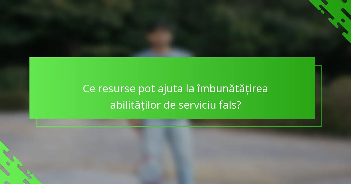 Ce resurse pot ajuta la îmbunătățirea abilităților de serviciu fals?