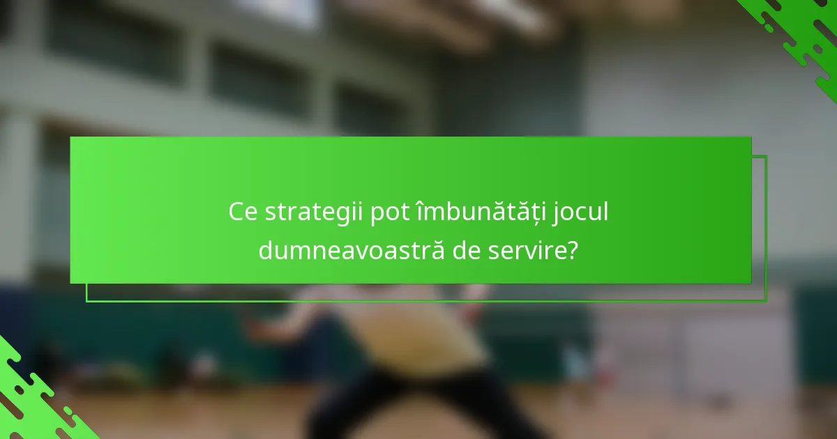 Ce strategii pot îmbunătăți jocul dumneavoastră de servire?