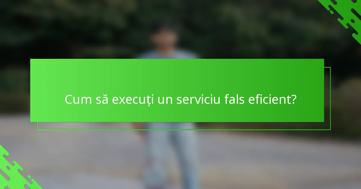 Cum să execuți un serviciu fals eficient?
