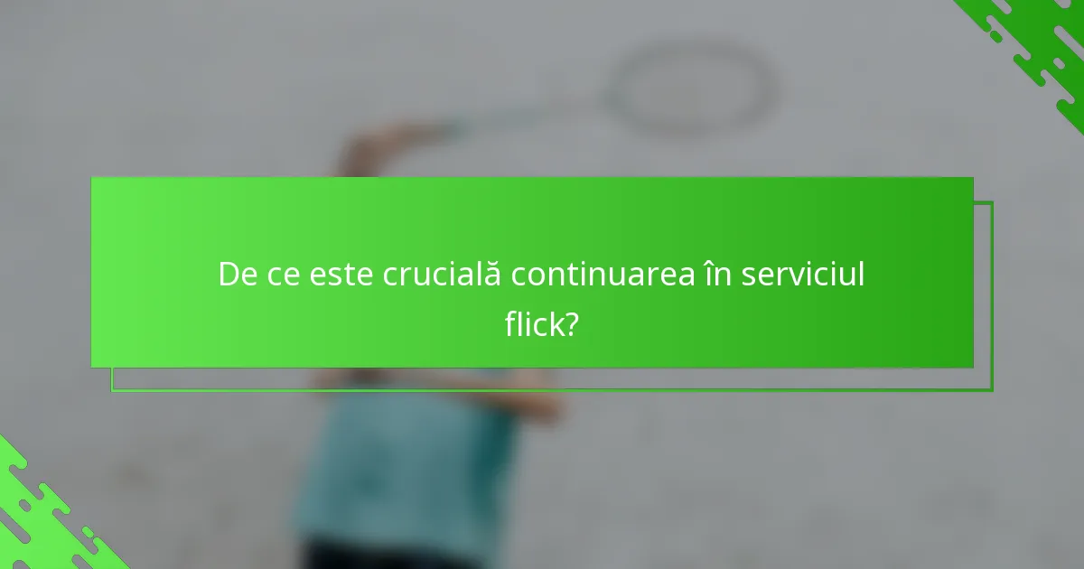De ce este crucială continuarea în serviciul flick?