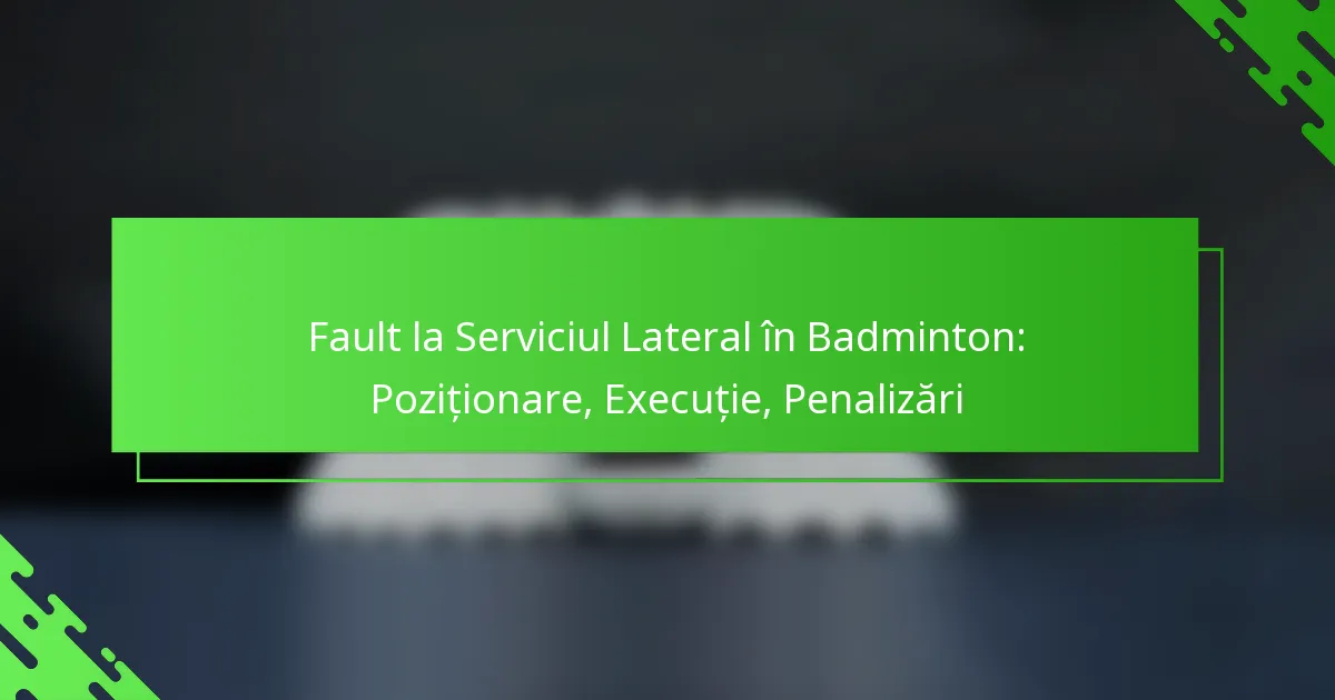 Fault la Serviciul Lateral în Badminton: Poziționare, Execuție, Penalizări