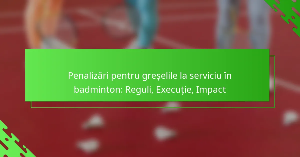 Penalizări pentru greșelile la serviciu în badminton: Reguli, Execuție, Impact