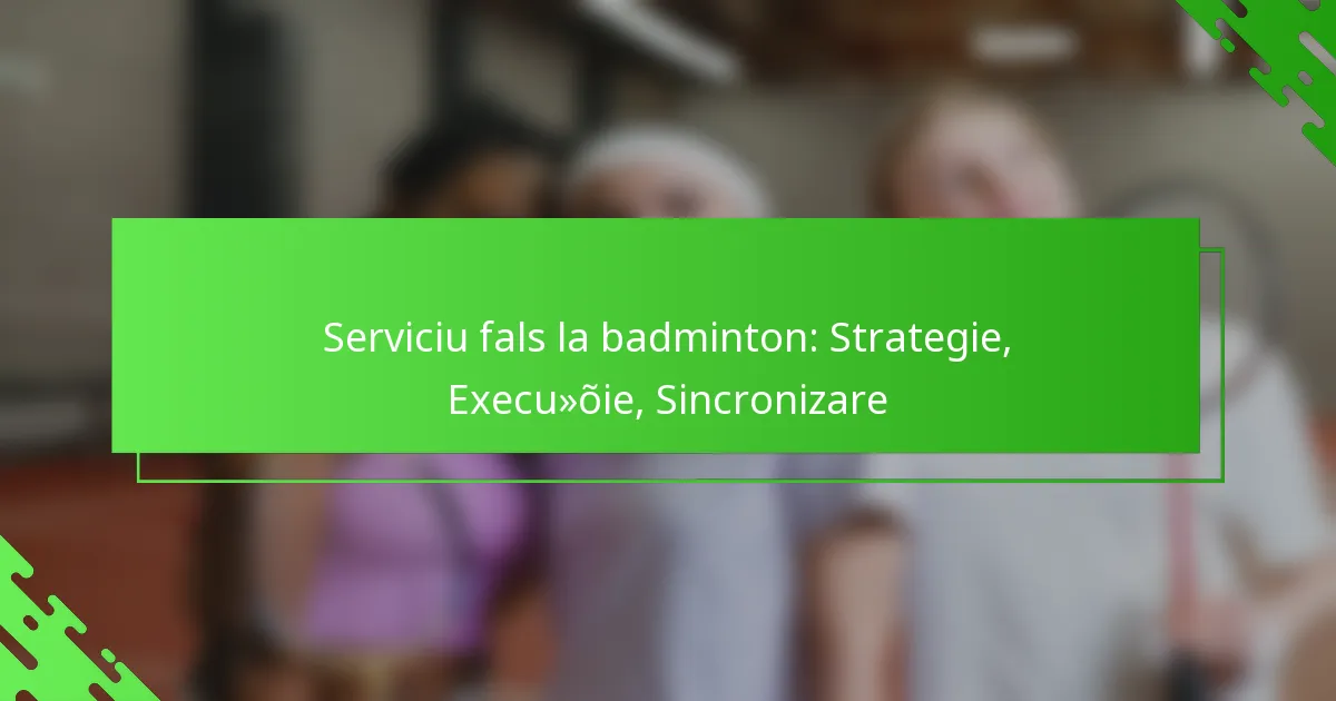 Serviciu fals la badminton: Strategie, Execuție, Sincronizare
